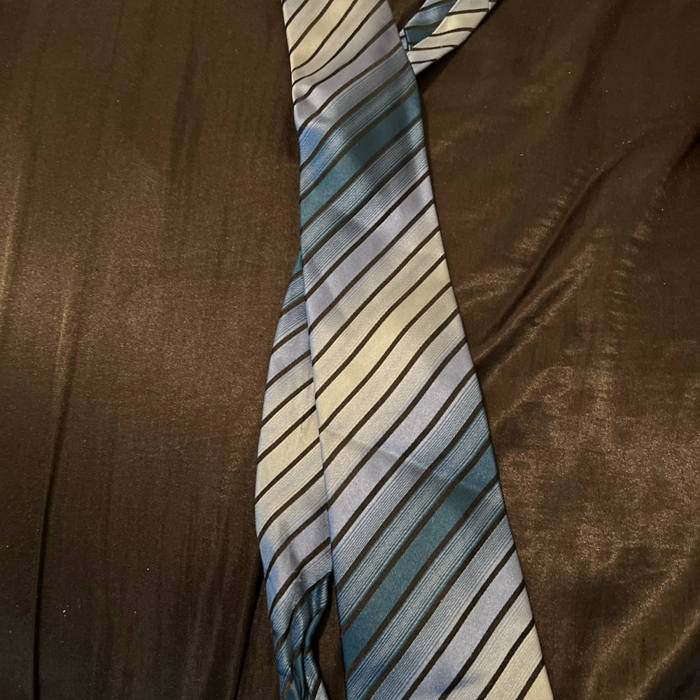 BCBG Blue and Black Striped Tie